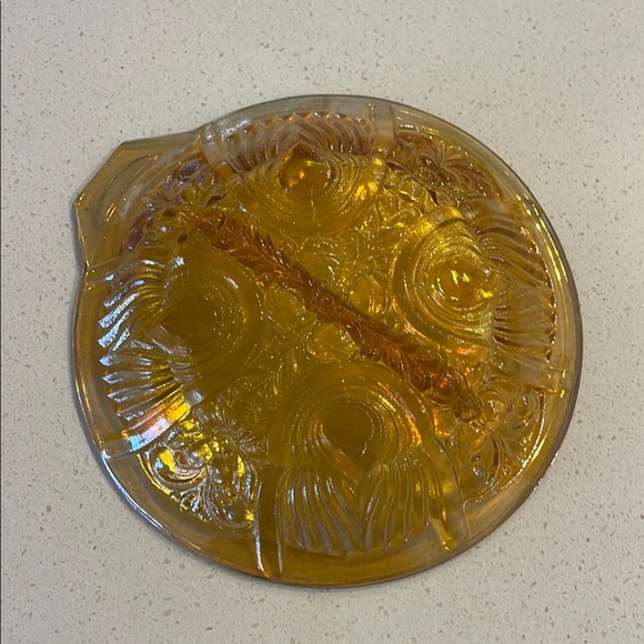 Fenton Gold Glass Art Bowl with Floral Motifs - Picture 2 of 5